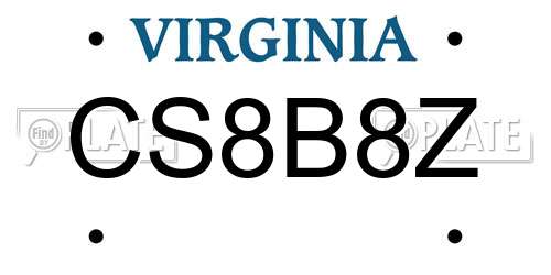 CS8B8Z Virginia License Plate