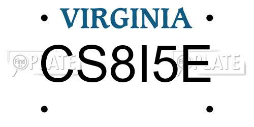 CS8I5E Virginia License Plate