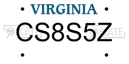 CS8S5Z Virginia License Plate