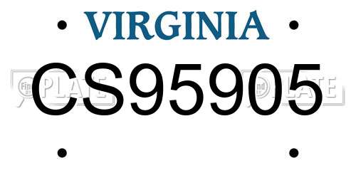 CS95905 Virginia License Plate