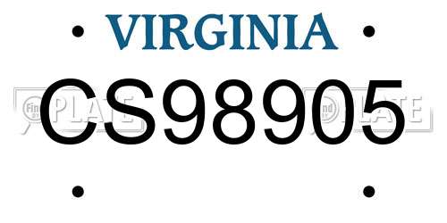 CS98905 Virginia License Plate