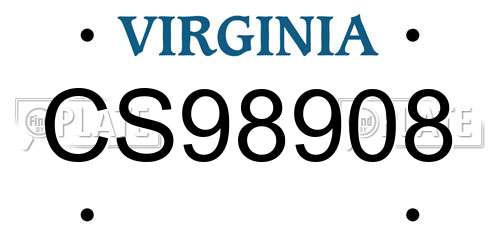 CS98908 Virginia License Plate