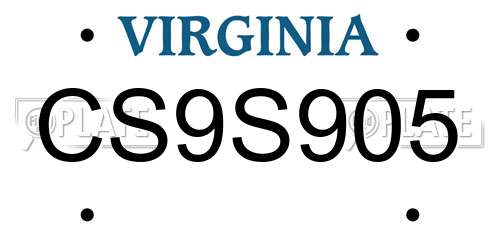 CS9S905 Virginia License Plate