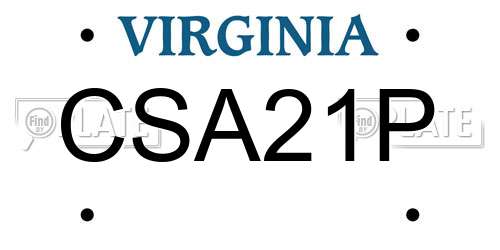 CSA21P Virginia License Plate