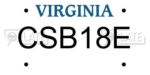 CSB18E Virginia License Plate