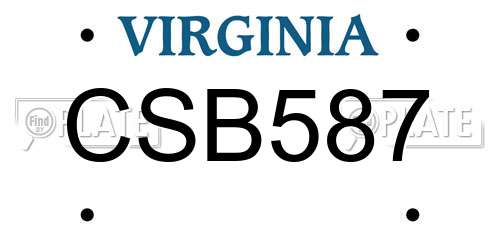 CSB587 Virginia License Plate