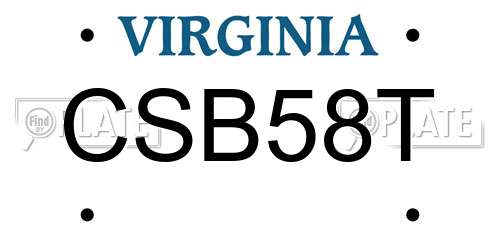 CSB58T Virginia License Plate