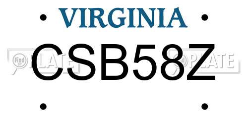 CSB58Z Virginia License Plate