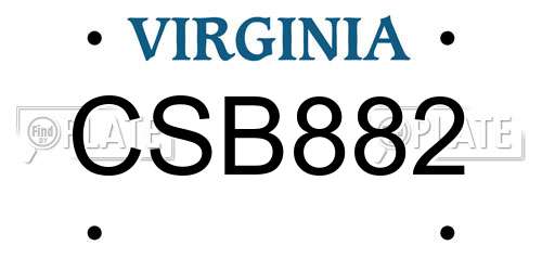 CSB882 Virginia License Plate