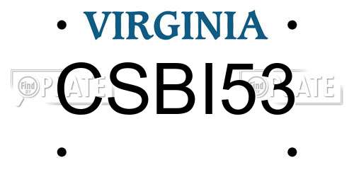 CSBI53 Virginia License Plate
