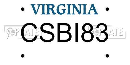 CSBI83 Virginia License Plate