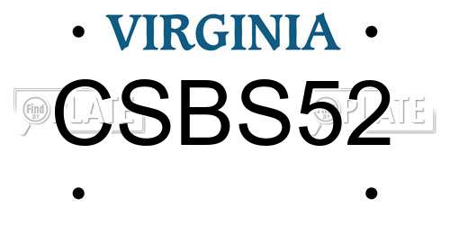 CSBS52 Virginia License Plate