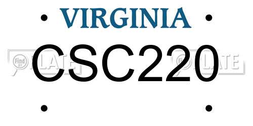 CSC220 Virginia License Plate