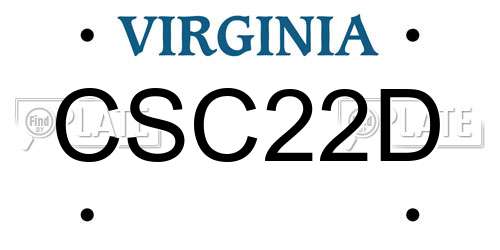 CSC22D Virginia License Plate