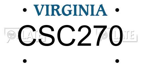 CSC270 Virginia License Plate