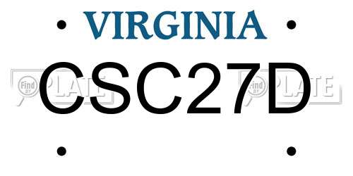 CSC27D Virginia License Plate