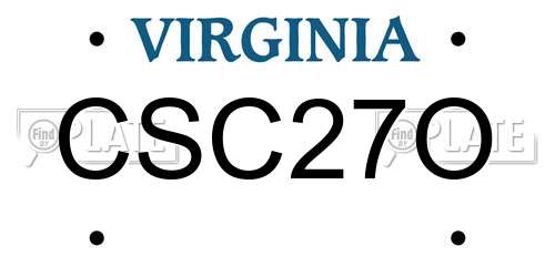 CSC27O Virginia License Plate