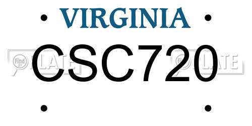 CSC720 Virginia License Plate