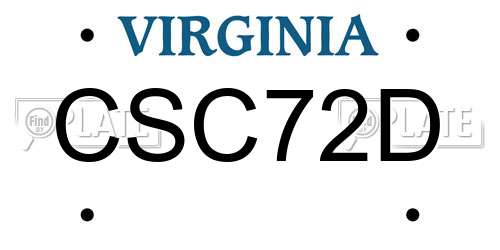 CSC72D Virginia License Plate