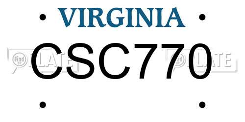 CSC770 Virginia License Plate