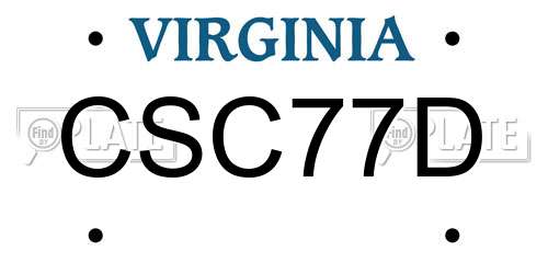 CSC77D Virginia License Plate