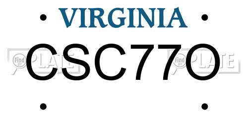 CSC77O Virginia License Plate