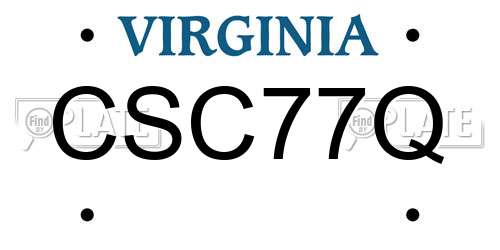 CSC77Q Virginia License Plate