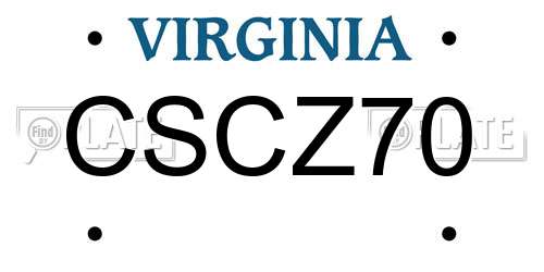 CSCZ70 Virginia License Plate