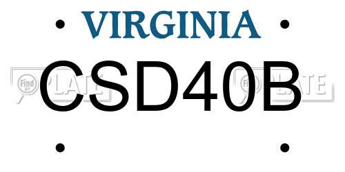CSD40B Virginia License Plate