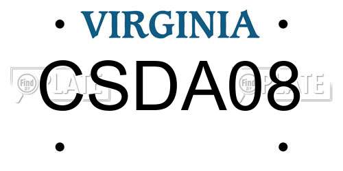 CSDA08 Virginia License Plate
