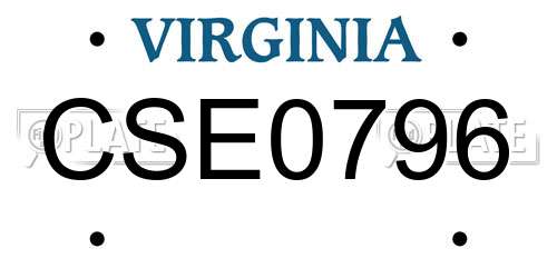CSE0796 Virginia License Plate