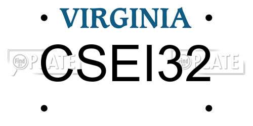CSEI32 Virginia License Plate