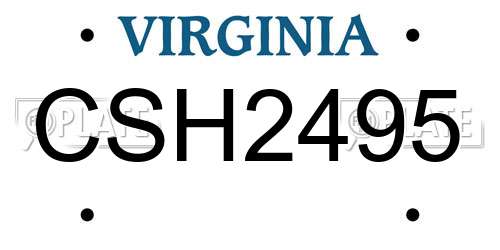 CSH2495 Virginia License Plate