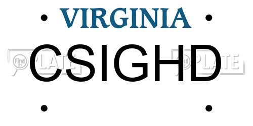 CSIGHD Virginia License Plate