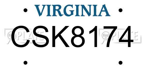 CSK8174 Virginia License Plate