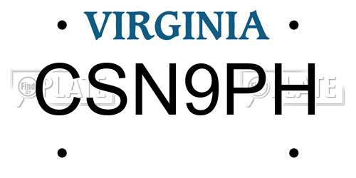 CSN9PH Virginia License Plate