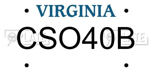 CSO40B Virginia License Plate