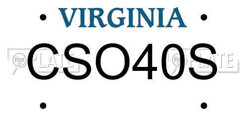 CSO40S Virginia License Plate