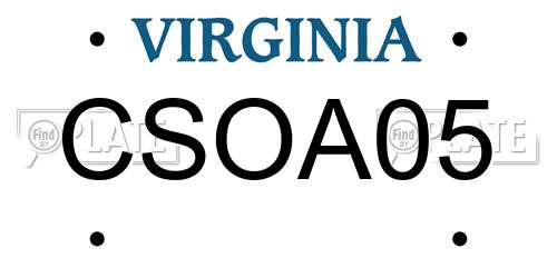 CSOA05 Virginia License Plate