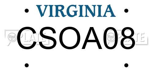 CSOA08 Virginia License Plate