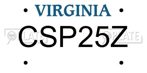 CSP25Z Virginia License Plate