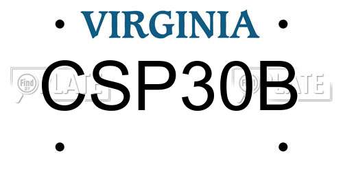 CSP30B Virginia License Plate