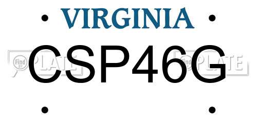 CSP46G Virginia License Plate