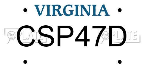 CSP47D Virginia License Plate