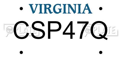 CSP47Q Virginia License Plate