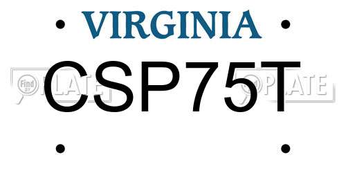 CSP75T Virginia License Plate