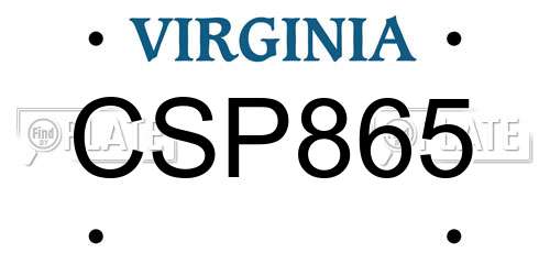CSP865 Virginia License Plate