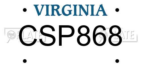CSP868 Virginia License Plate