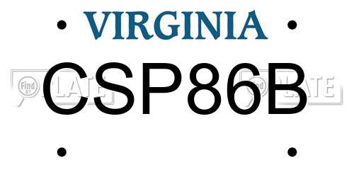 CSP86B Virginia License Plate