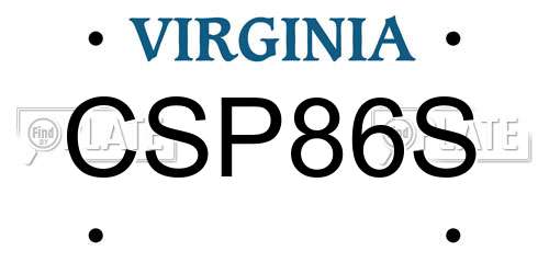 CSP86S Virginia License Plate